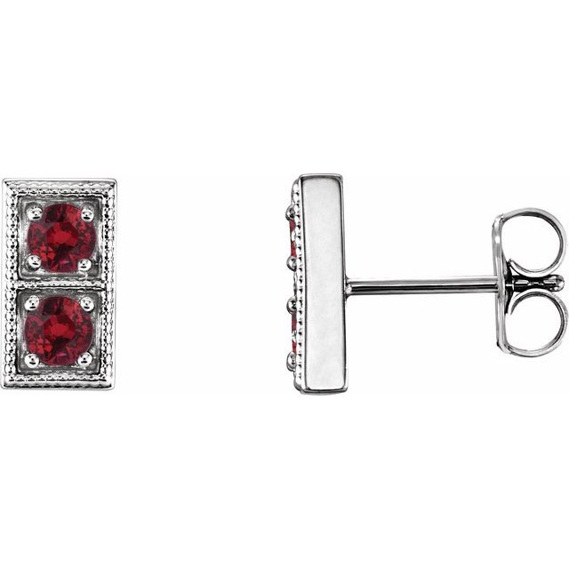 Platinum Natural Ruby Two-Stone Earrings