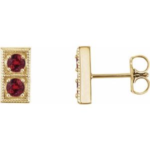 14K Yellow Lab-Grown Ruby Two-Stone Earrings