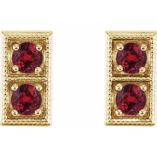 14K Yellow Natural Ruby Two-Stone Earrings