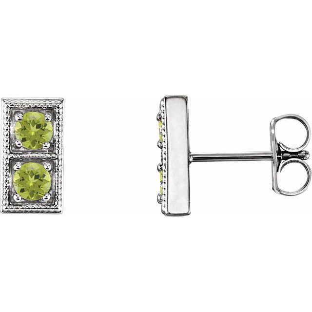 Sterling Silver Natural Peridot Two-Stone Earrings