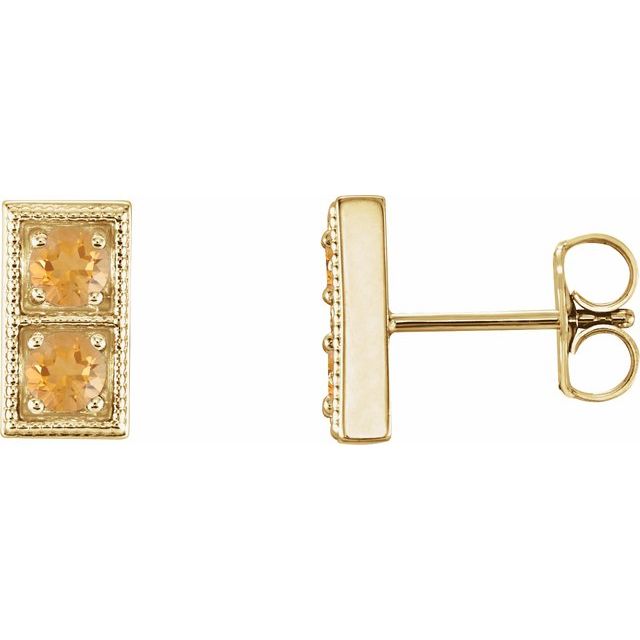 14K Yellow Natural Citrine Two-Stone Earrings
