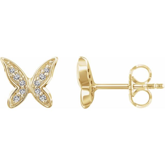 14K Yellow .07 CTW Natural Diamond Butterfly Youth Earrings