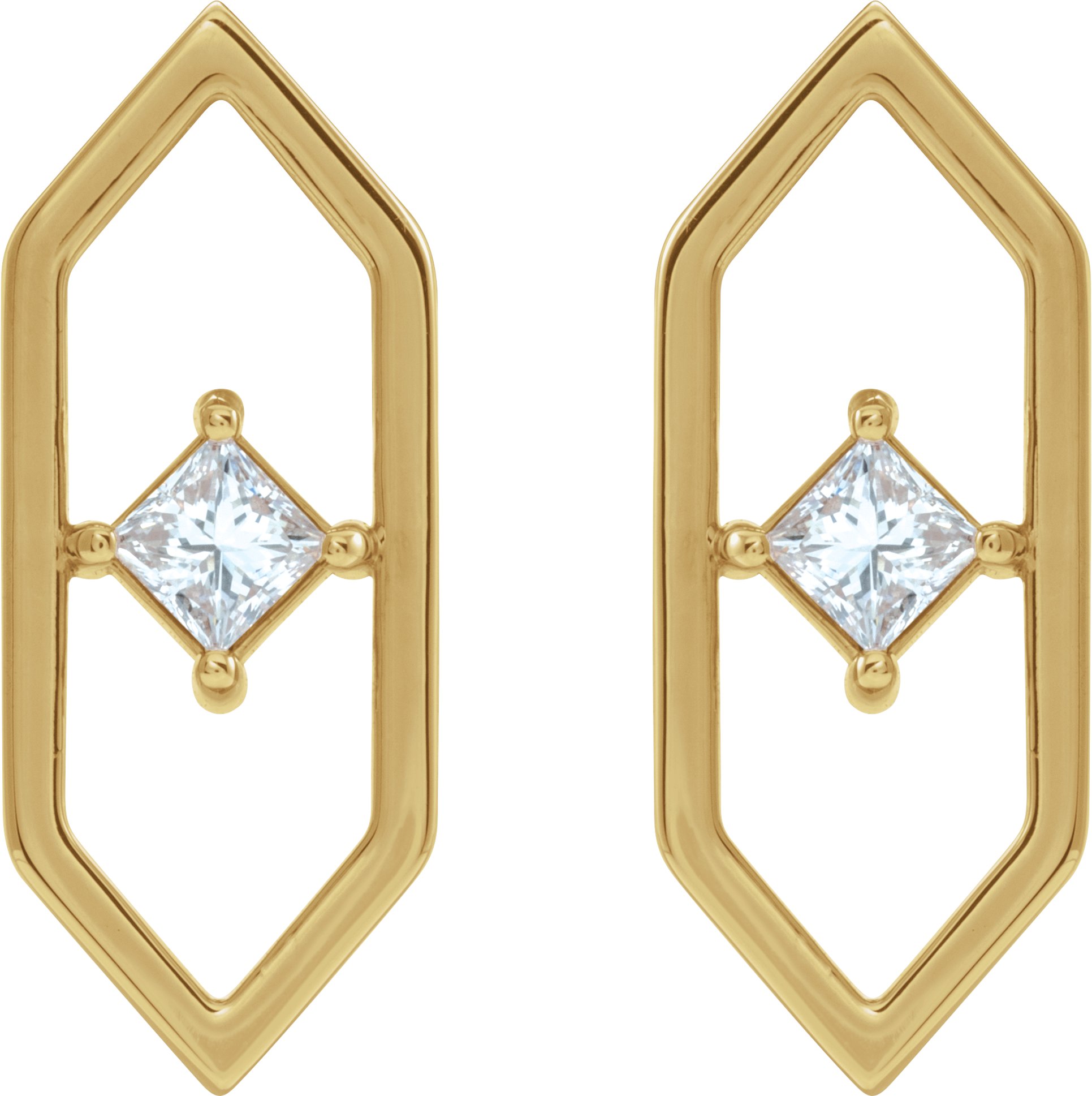 14K Yellow 1/3 CTW Diamond Geometric Earrings