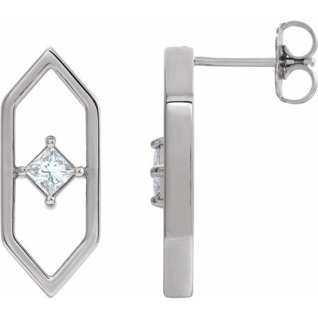 Sterling Silver 1/3 CTW Natural Diamond Geometric Earrings