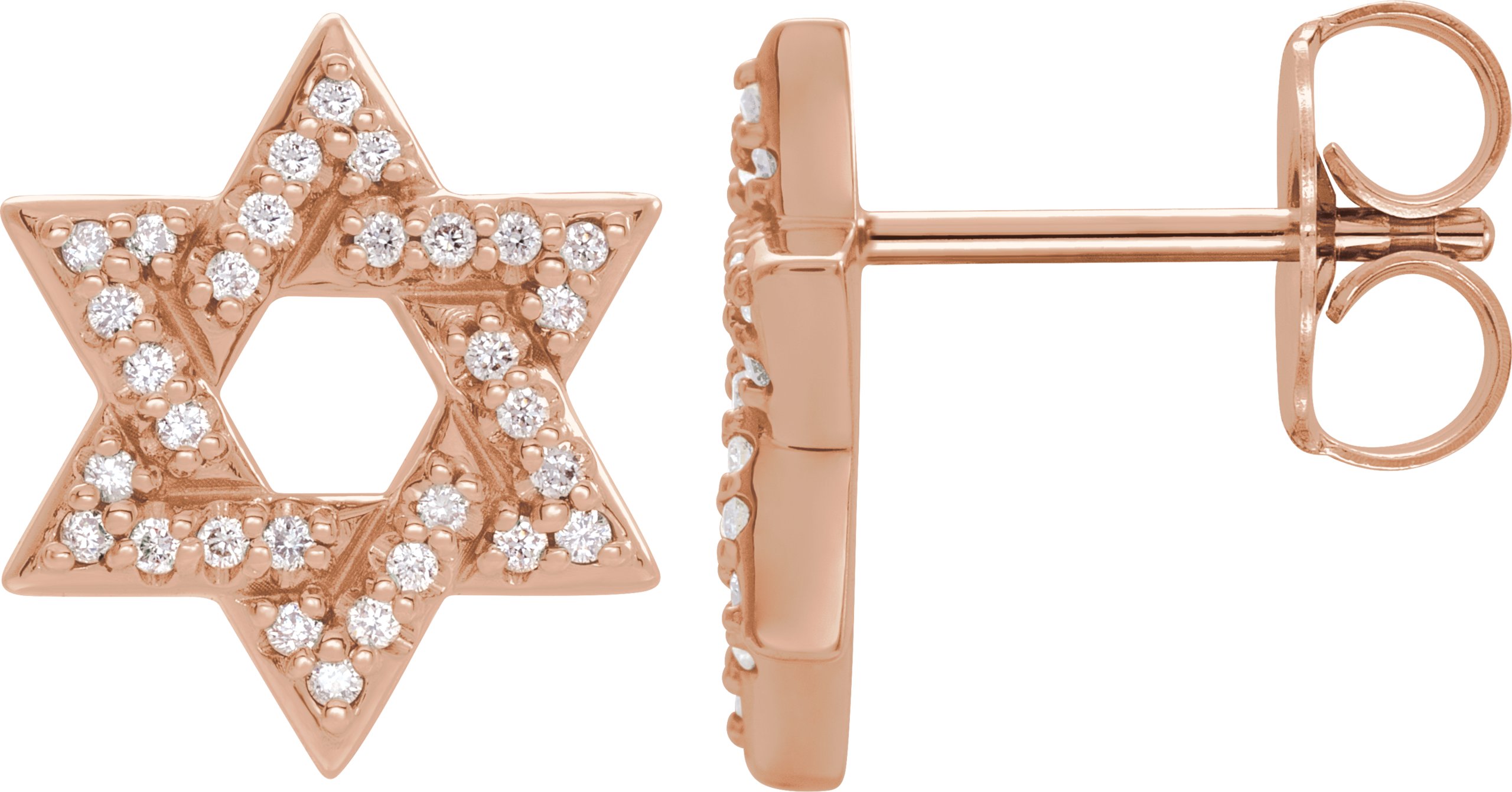 14K Rose 1/8 CTW Natural Diamond Star of David Earrings