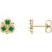 14K Yellow Natural Emerald Three-Stone Earrings