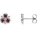 14K White Lab-Grown Ruby Three-Stone Earrings