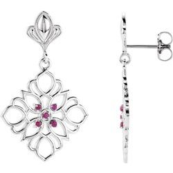 Decorative Dangle Earring with Gemstone Accent