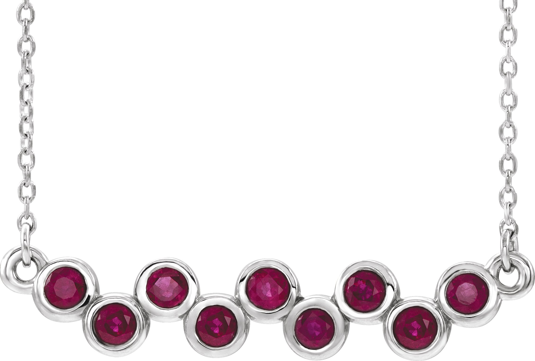 Platinum Ruby Bezel Set Bar 16 18 inch Necklace Ref. 14199999