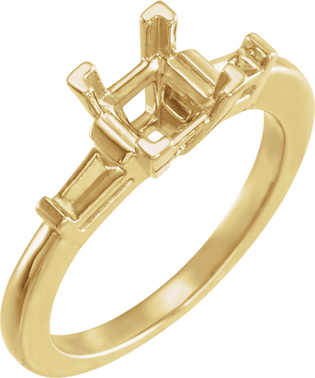 V-Prong Baguette Accented Engagement Ring or Band