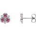 Sterling Silver Natural Pink Tourmaline Three-Stone Earrings