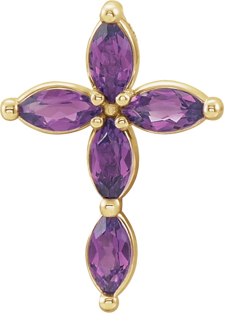 14K Yellow Chatham® Created Alexandrite Cross Pendant