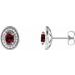 Sterling Silver 7x5 mm Natural Mozambique Garnet & 1/5 CTW Natural Diamond Halo-Style Earrings