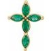 14K Yellow Natural Emerald Cross Pendant