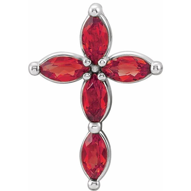 Sterling Silver Natural Ruby Cross Pendant