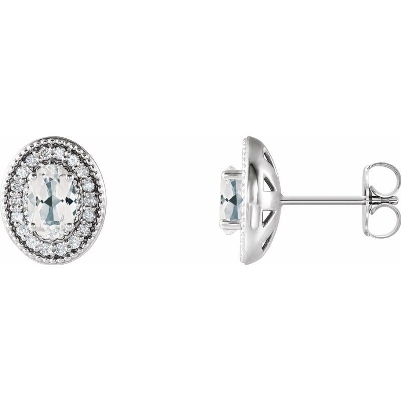 Oval 4-Prong Halo-Style Earrings