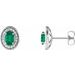 Sterling Silver 7x5 mm Natural Emerald & 1/5 CTW Natural Diamond Halo-Style Earrings