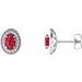 Sterling Silver 6x4 mm Natural Ruby & 1/5 CTW Natural Diamond Halo-Style Earrings