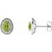 Sterling Silver 6x4 mm Natural Peridot & 1/5 CTW Natural Diamond Halo-Style Earrings