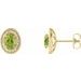 14K Yellow 6x4 mm Natural Peridot & 1/5 CTW Natural Diamond Halo-Style Earrings