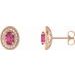 14K Rose 6x4 mm Natural Pink Tourmaline & 1/5 CTW Natural Diamond Halo-Style Earrings
