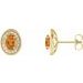 14K Yellow 6x4 mm Natural Citrine & 1/5 CTW Natural Diamond Halo-Style Earrings