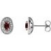 Sterling Silver 5x3 mm Natural Mozambique Garnet & 1/8 CTW Natural Diamond Halo-Style Earrings