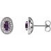 14K White  5x3 mm Natural Amethyst & 1/8 CTW Natural Diamond Halo-Style Earrings                           