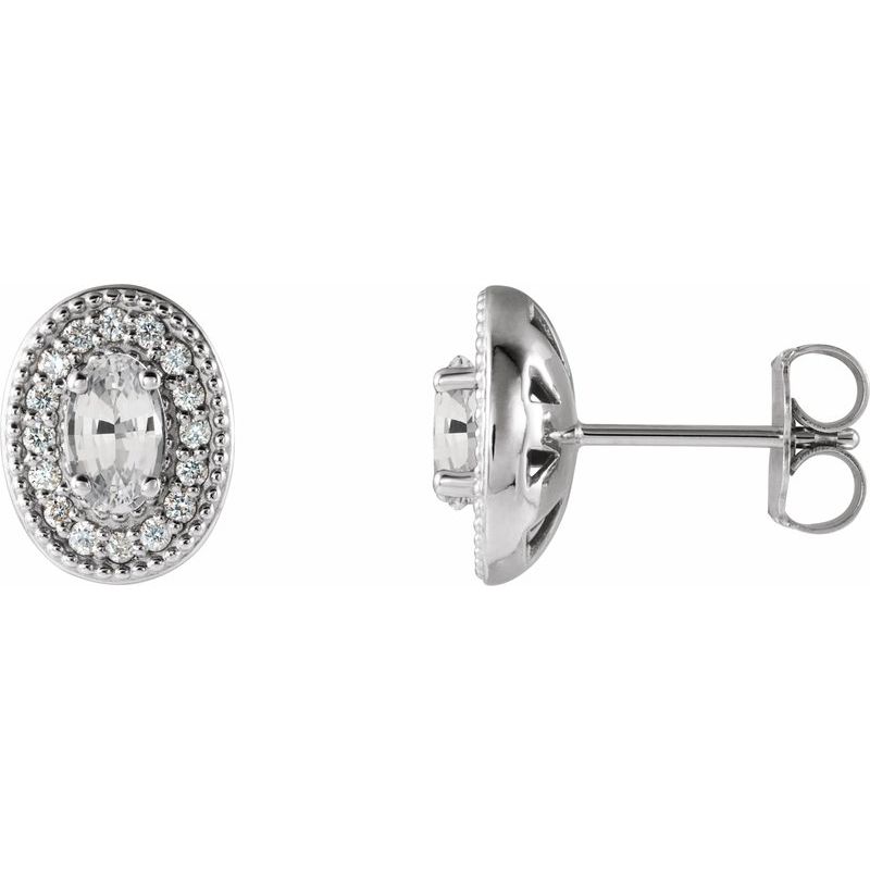 Oval 4-Prong Halo-Style Earrings