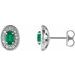 14K White 5x3 mm Natural Emerald & 1/8 CTW Natural Diamond Halo-Style Earrings