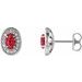 Sterling Silver 5x3 mm Lab-Grown Ruby & 1/8 CTW Natural Diamond Halo-Style Earrings