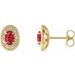 14K Yellow 5x3 mm Lab-Grown Ruby & 1/8 CTW Natural Diamond Halo-Style Earrings