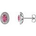 Sterling Silver 7x5 mm Natural Pink Tourmaline & 1/5 CTW Natural Diamond Halo-Style Earrings