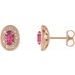 14K Rose 7x5 mm Natural Pink Tourmaline & 1/5 CTW Natural Diamond Halo-Style Earrings
