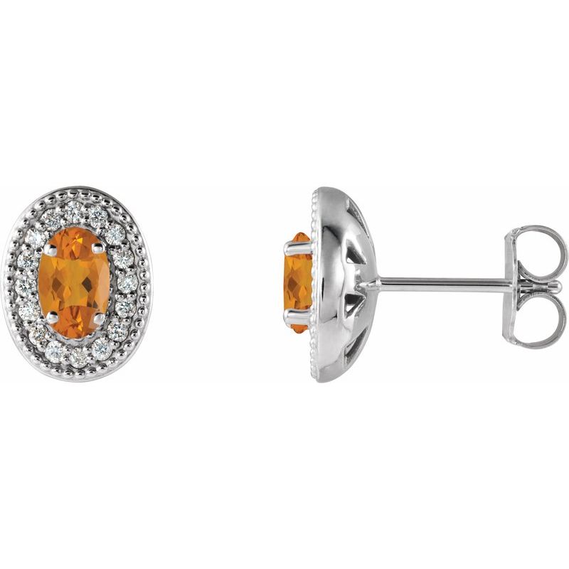 Oval 4-Prong Halo-Style Earrings