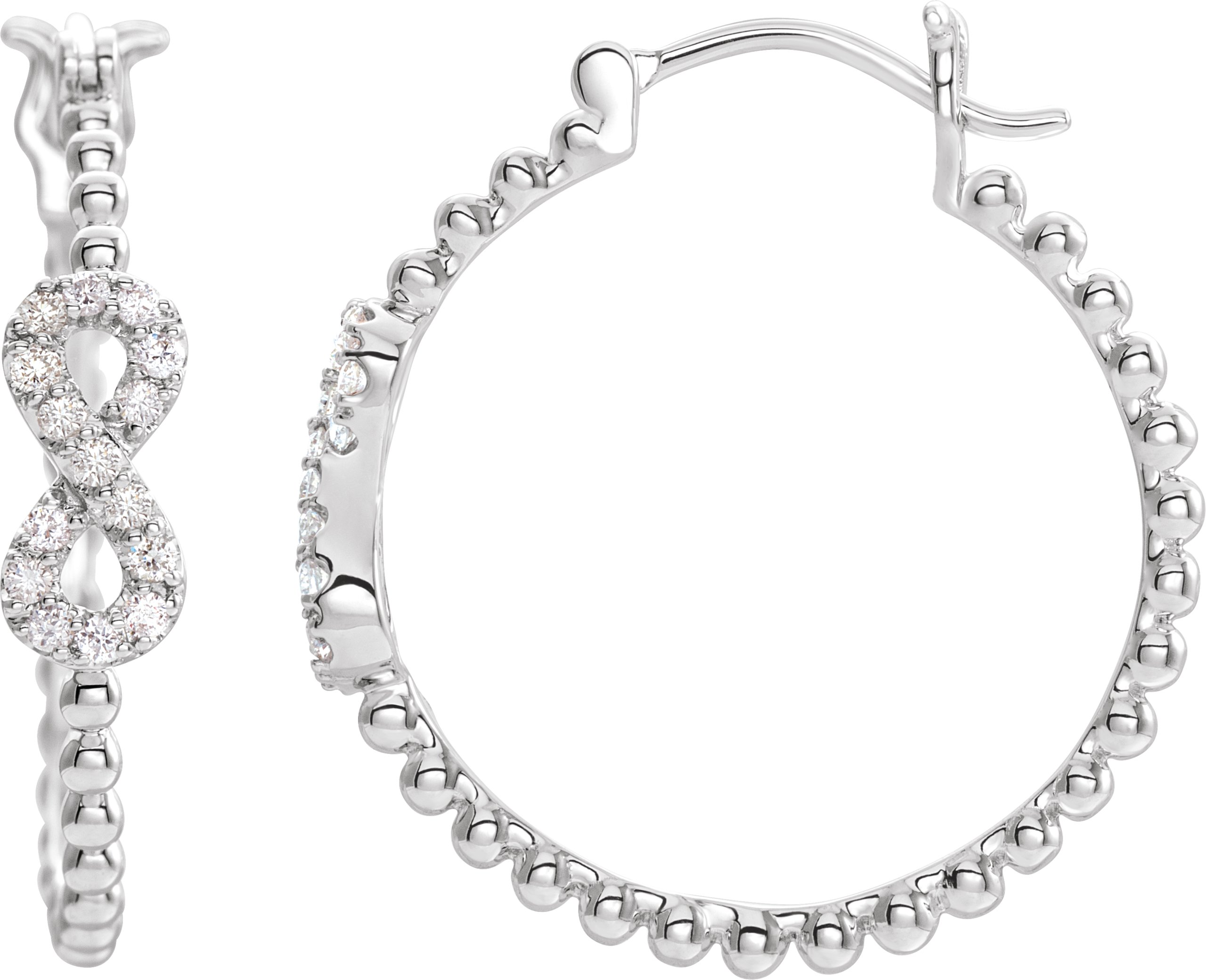 14K White 1/5 CTW Diamond Infinity-Inspired Hoop Earrings