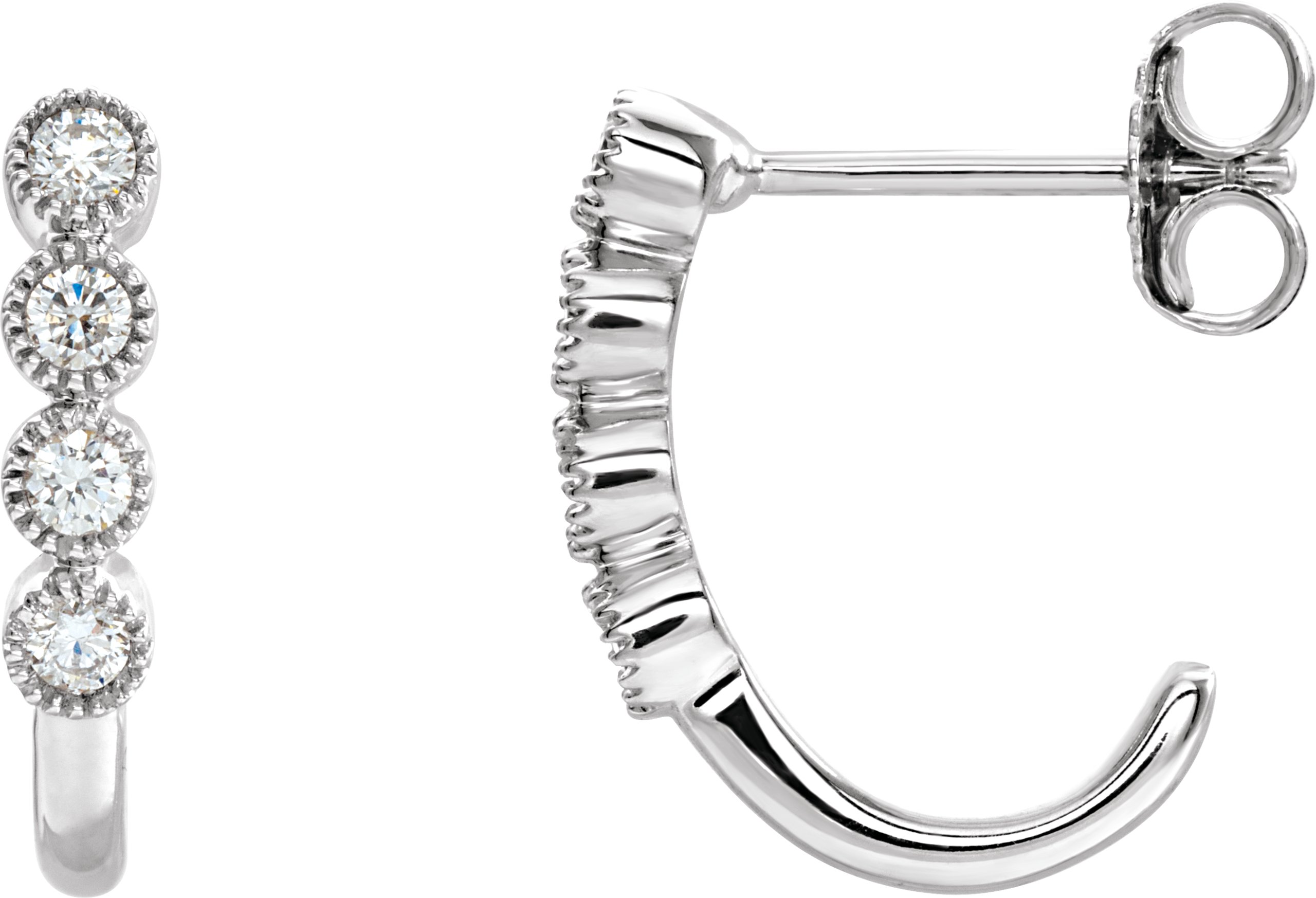 14K White 1/4 CTW Natural Diamond J-Hoop Earrings