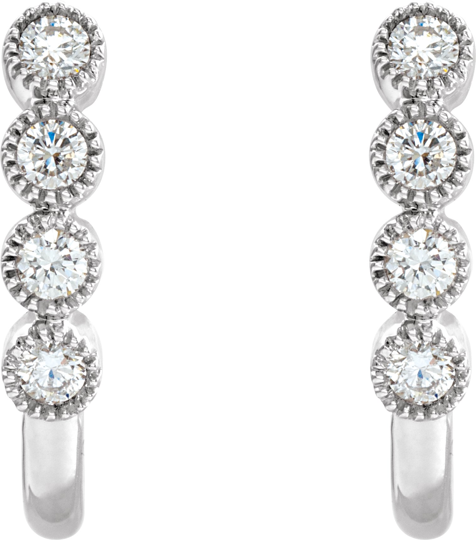 14K White 1/4 CTW Diamond J-Hoop Earrings 