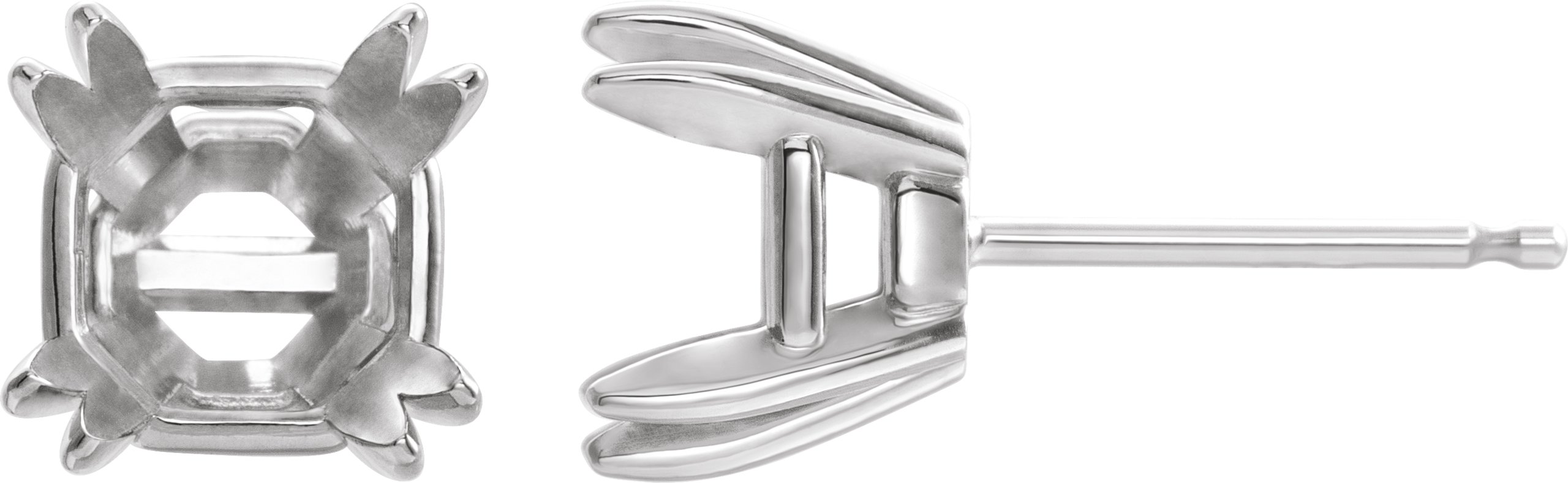Asscher Double Claw-Prong Stud Earrings