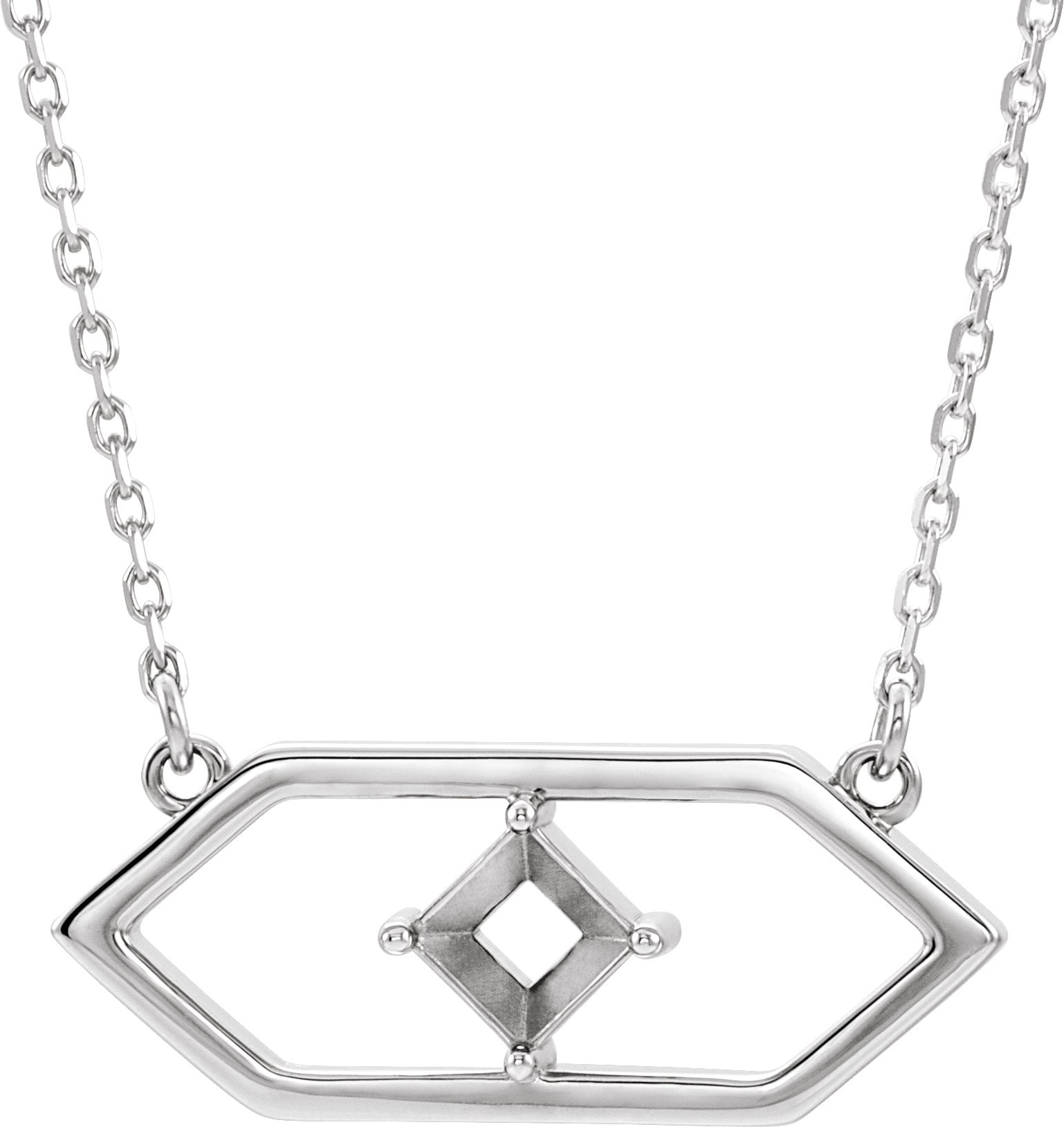 86965 / NECKLACE / Neosadený / Sterling Silver / 16 In / Poliert / Geometric Necklace Mounting