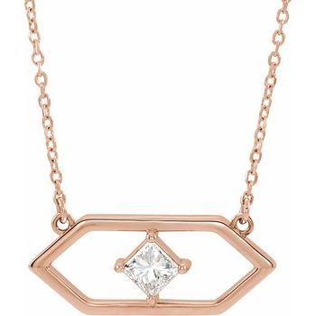 14K Rose .25 CTW Diamond Geometric 16 inch Necklace Ref. 15609149