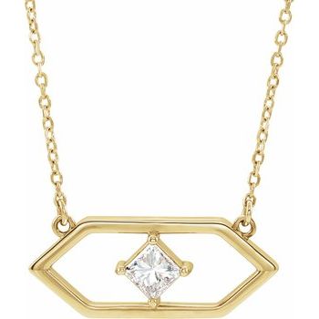 14K Yellow .25 CTW Diamond Geometric 16 inch Necklace Ref. 15609148