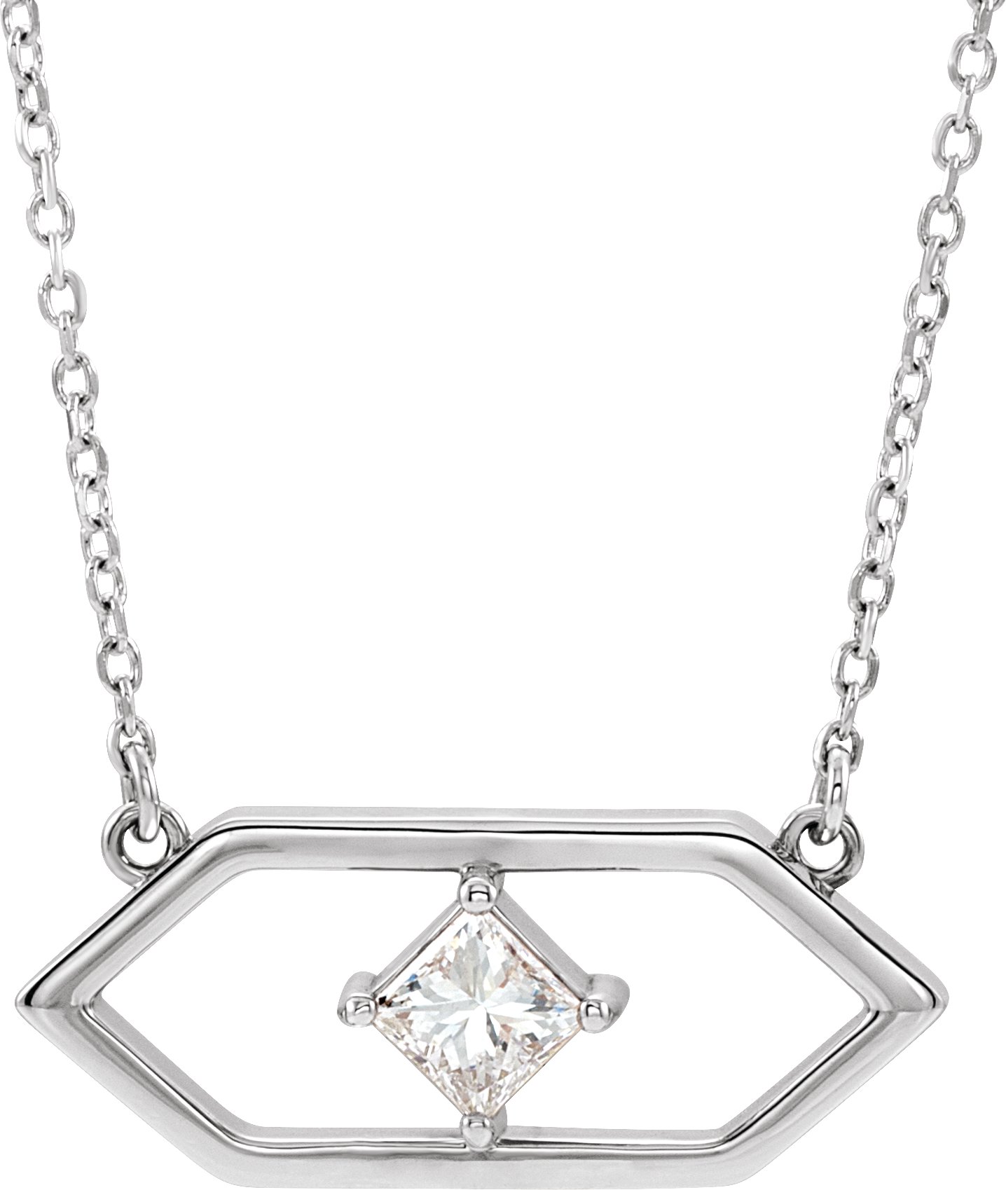 14K White .25 CTW Diamond Geometric 16 inch Necklace Ref. 15609147