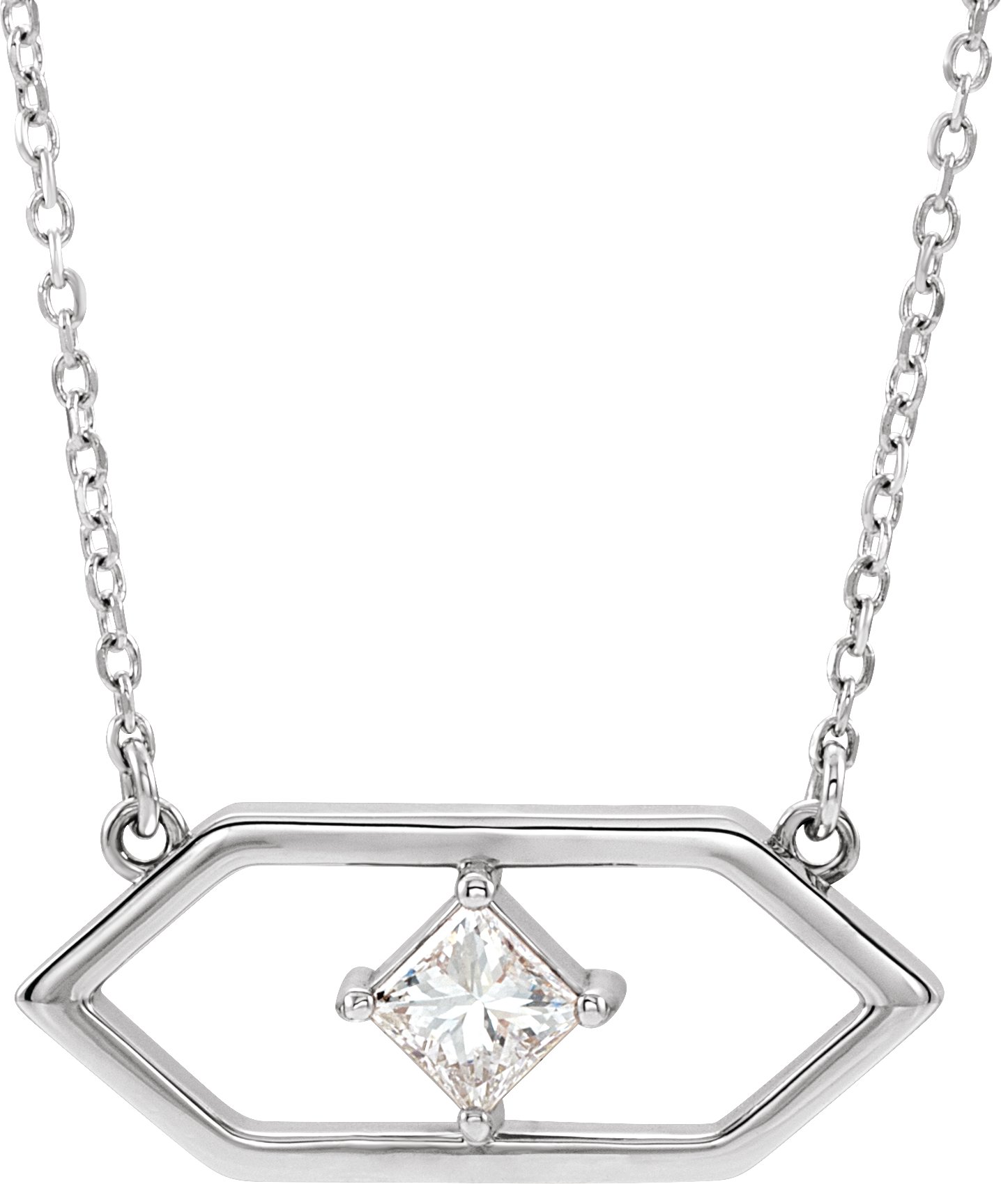 14K White 1/4 CTW Natural Diamond Geometric 18" Necklace