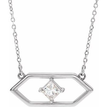 14K White .25 CTW Diamond Geometric 18 inch Necklace Ref. 15609152