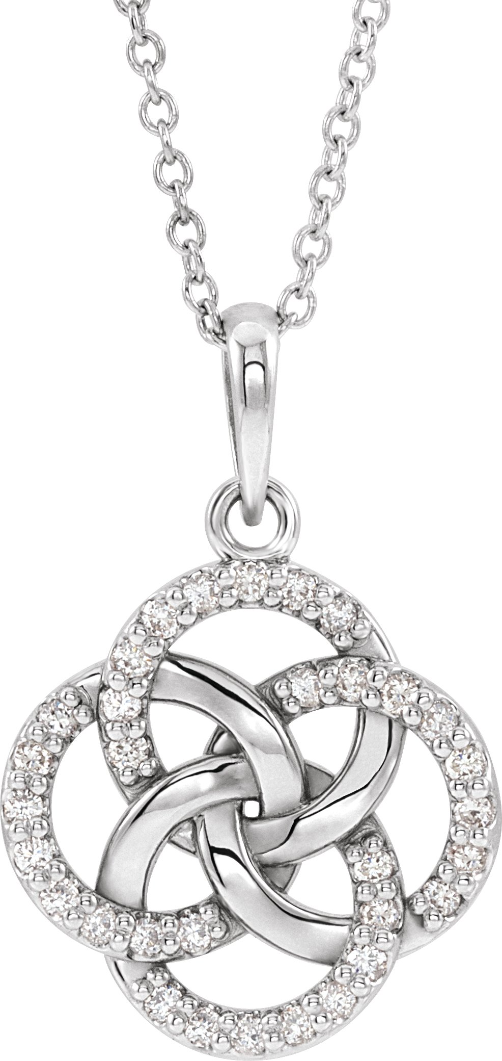 Sterling Silver 1/8 CTW Natural Diamond Five-Fold Celtic-Inspired 16-18" Necklace