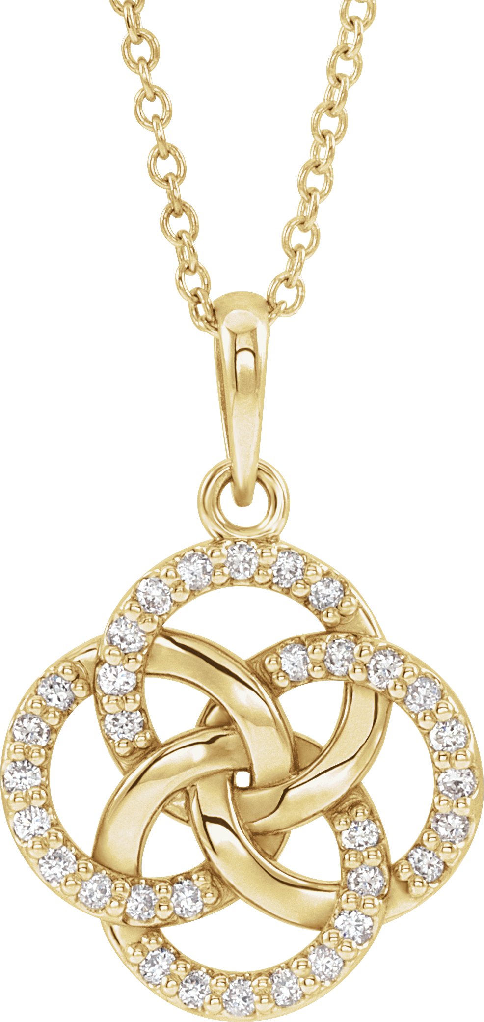 14K Yellow 1/8 CTW Natural Diamond Five-Fold Celtic-Inspired 16-18" Necklace