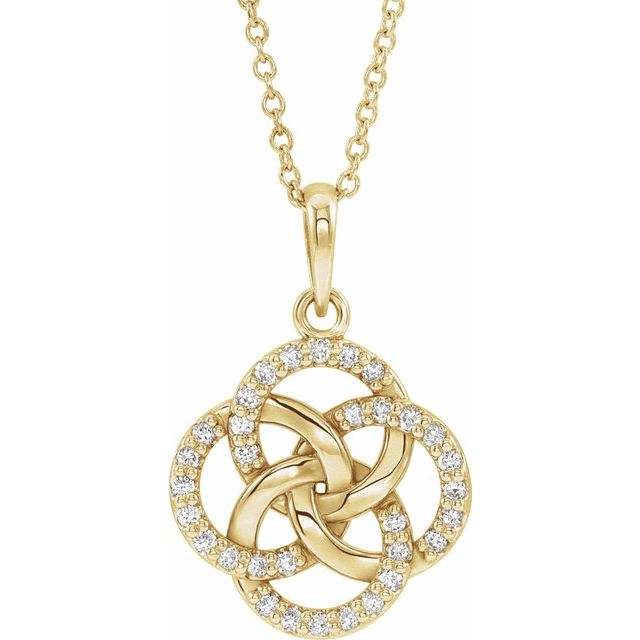 14K Yellow 1/8 CTW Natural Diamond Five-Fold Celtic Necklace