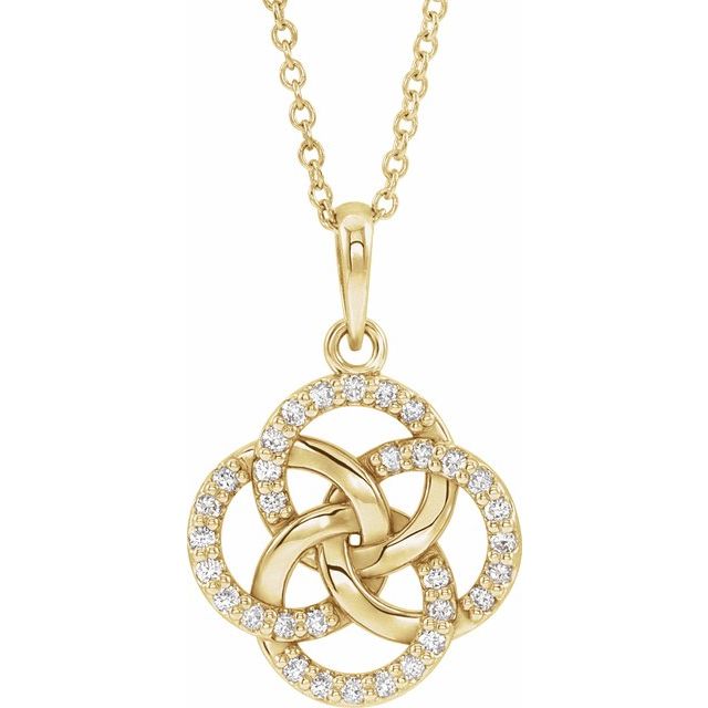 14K Yellow 1/8 CTW Natural Diamond Five-Fold Celtic-Inspired 16-18 Necklace