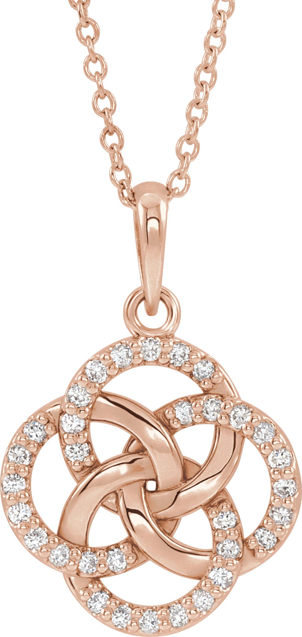 14K Rose 1/8 CTW Natural Diamond Five-Fold Celtic 16-18" Necklace